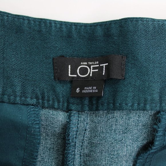 Ann Taylor Loft Women's Size 32 Waist Wide Leg Cropped Pants Teal Colorblock EUC - Picture 4 of 6